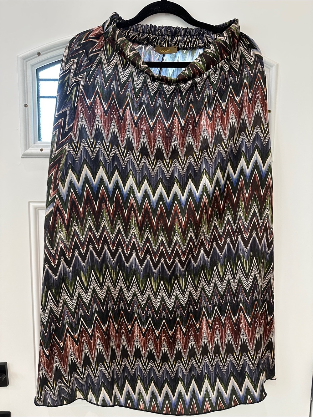 Elastic Waist Maxi Skirt in Multi Zigzag